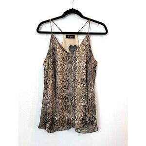 Meritt Reptile Snake Print Cami Top M Brown Tan Flowy Boho Minimalist Chic